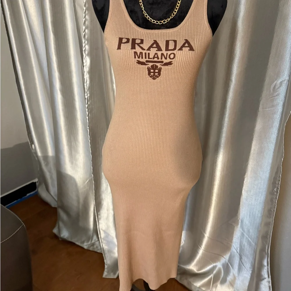 Prada Tan Midi Dress - Picture 5 of 6